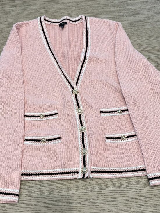 Talbots Sweaters - Talbots Pink Cotton Cardigan Sweater with Gold Buttons Size M